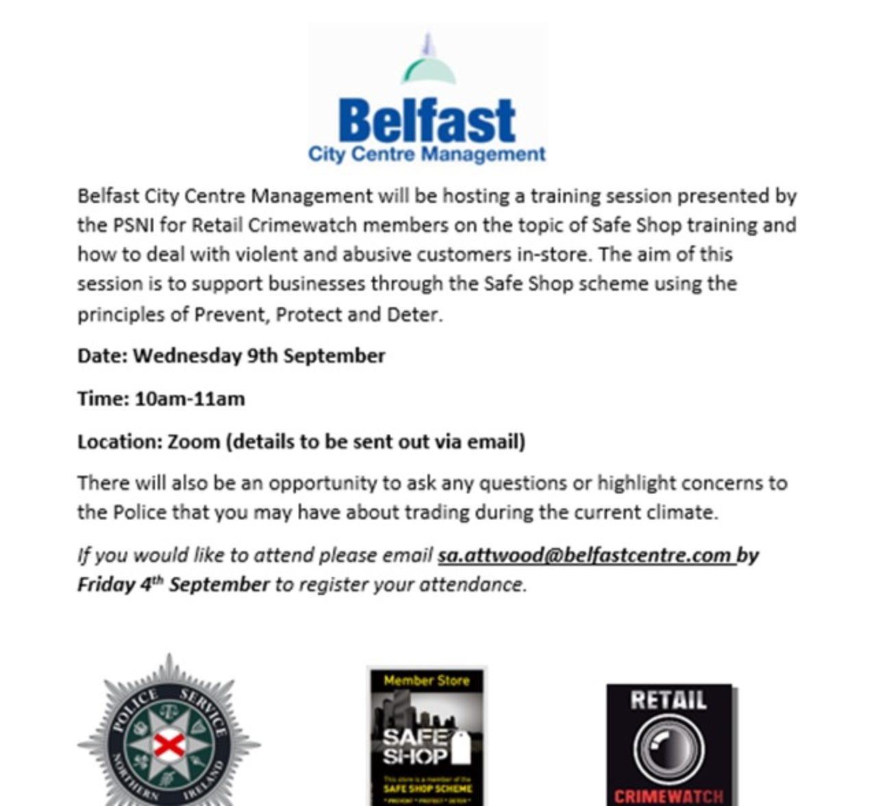 Safe Shop training with Belfast City Centre Management Belfast One