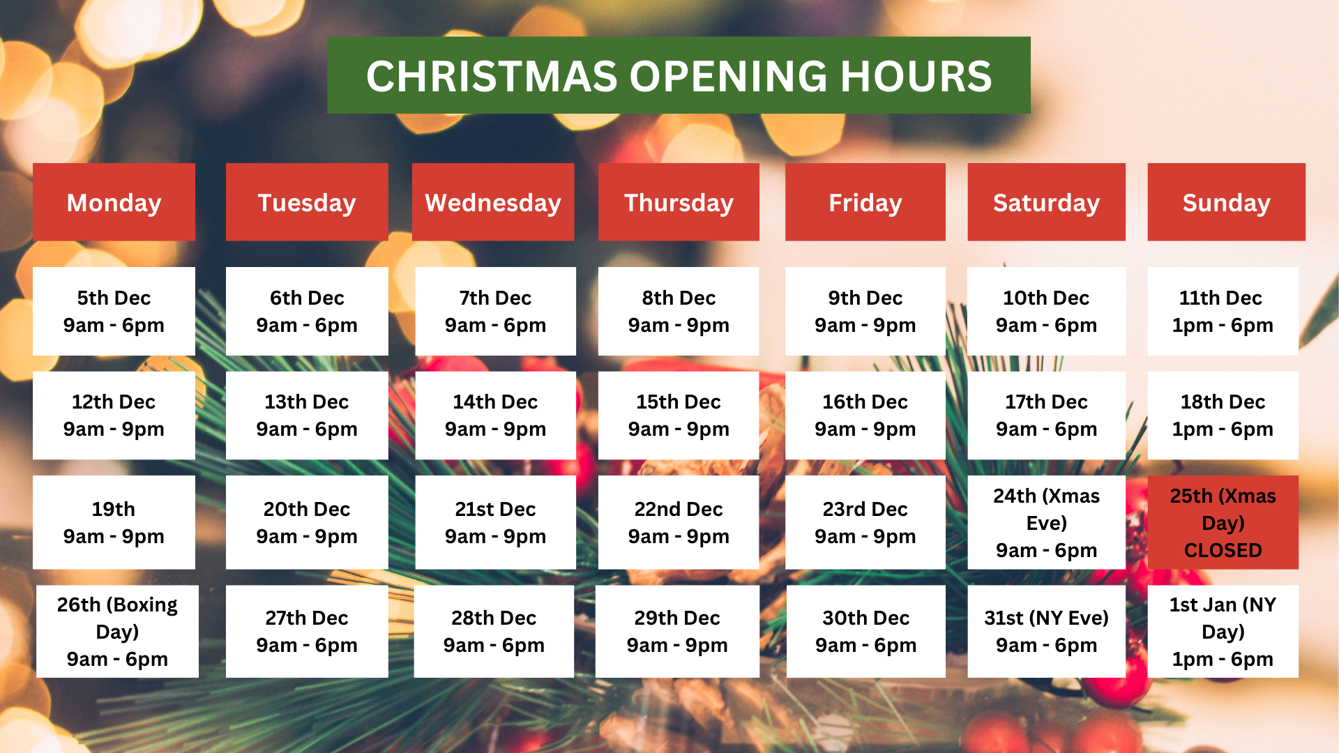 Belfast Christmas Retail Opening Hours Belfast One