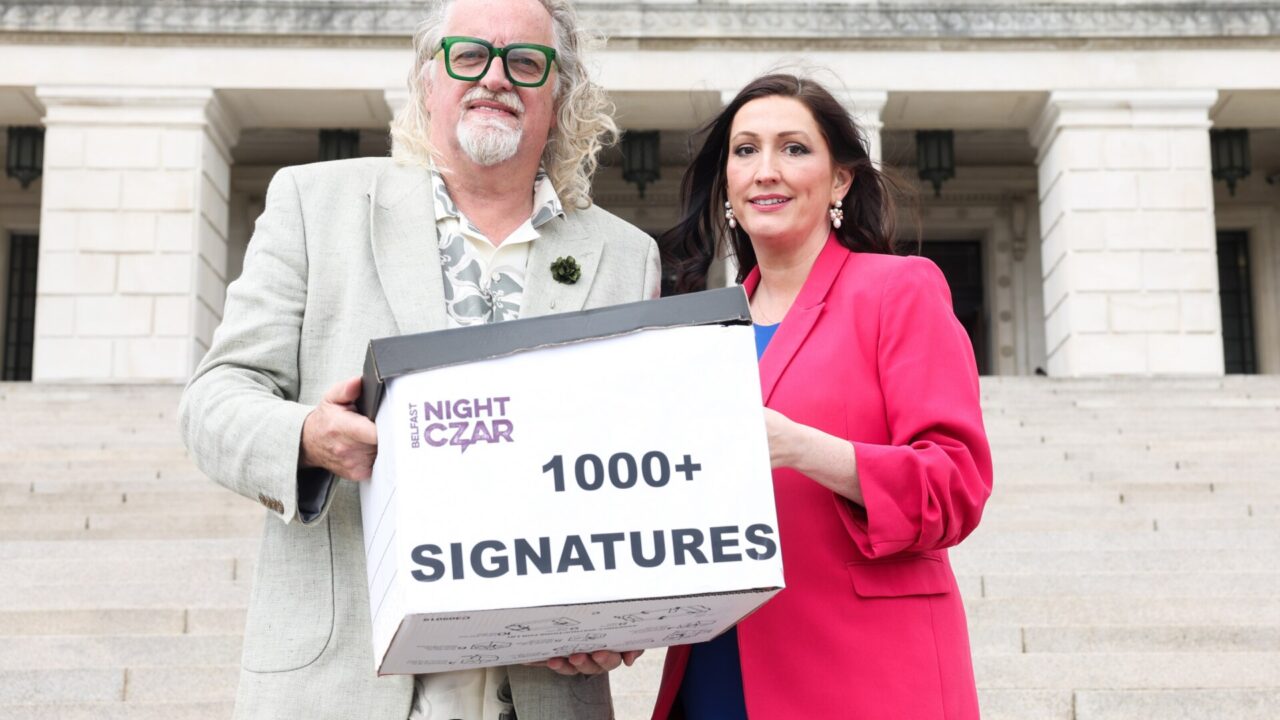 Belfast City Centre Night Czar Michael Stewart and Deputy First Minister Emma Little Pengelly