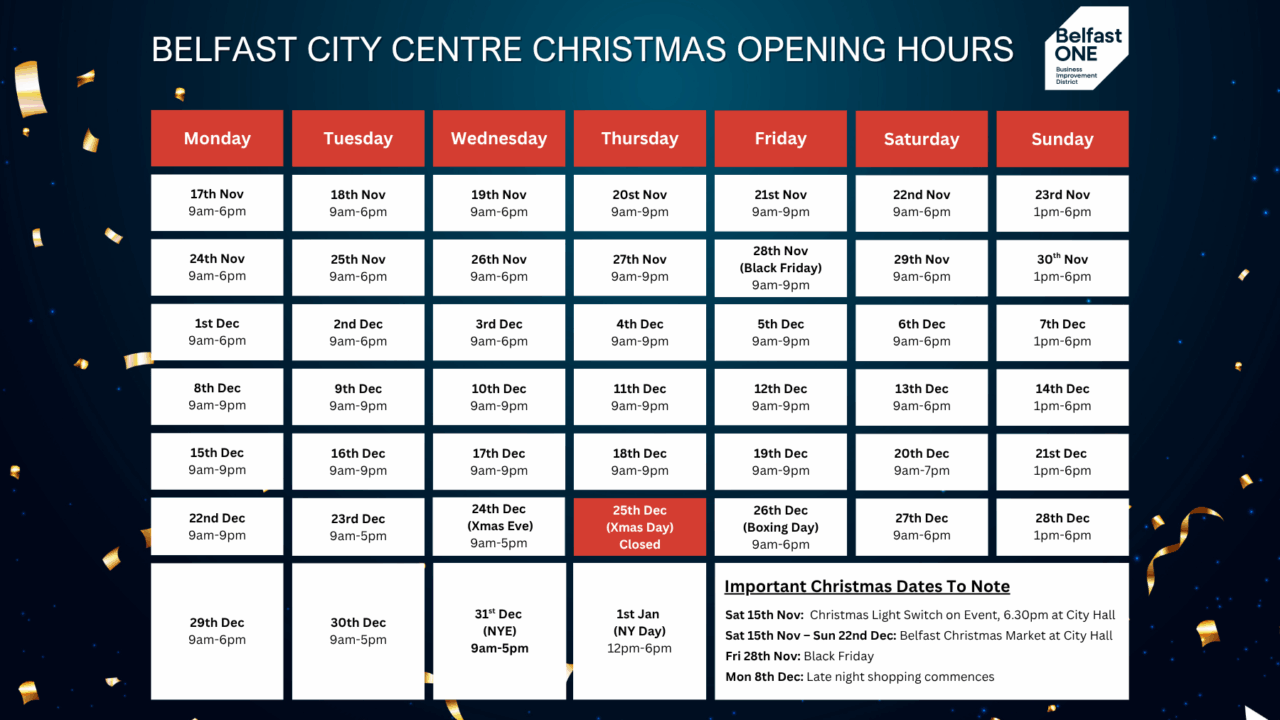Xmas Opening hours 2025